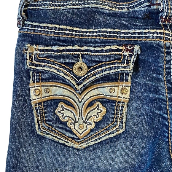 TRADEMARK H Bootcut Jeans Pocket Flaps Blue Embellishments Size 9/10 - Picture 12 of 14